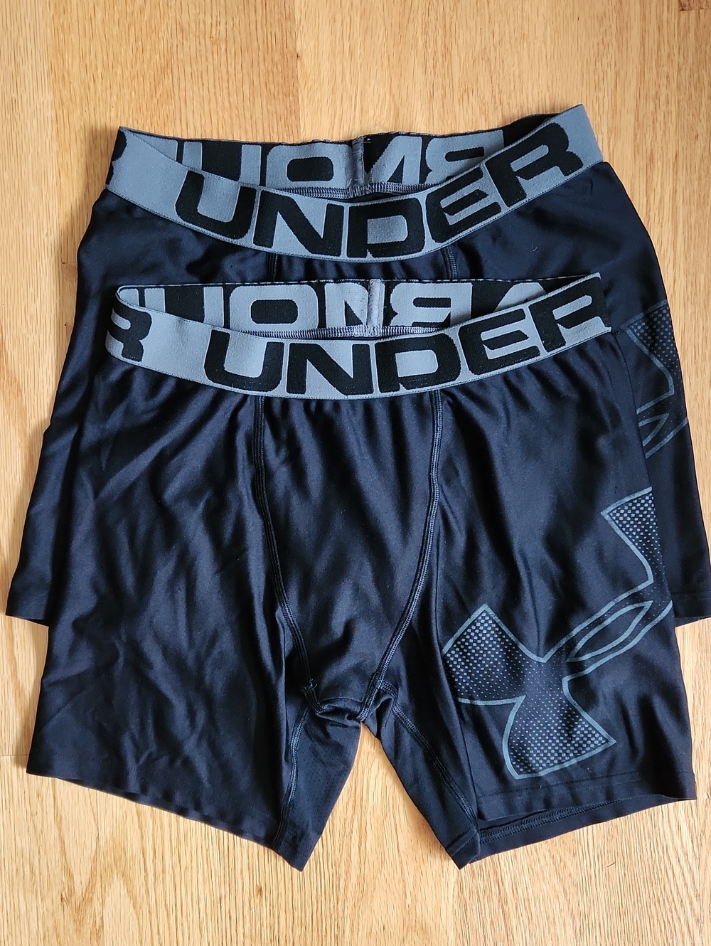 Under Armour, Black Boxer Briefs with Gray Waistband, Lot Of 2, Youth Sz XL